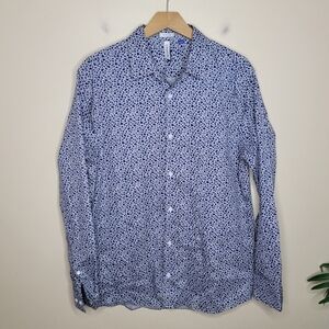 Stitch Fix Artefact | Blue Leaf Patterned Button Front Shirt Size Large